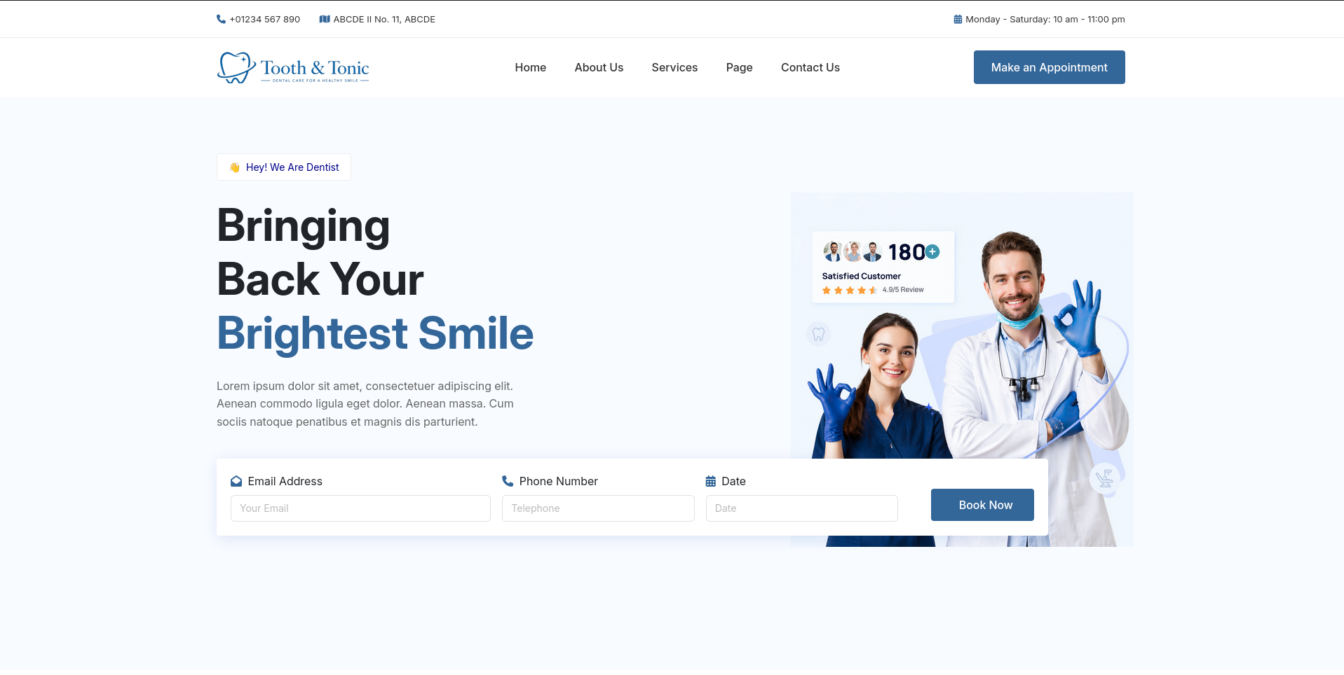 Tooth & Tonic - Dental Appointment Website