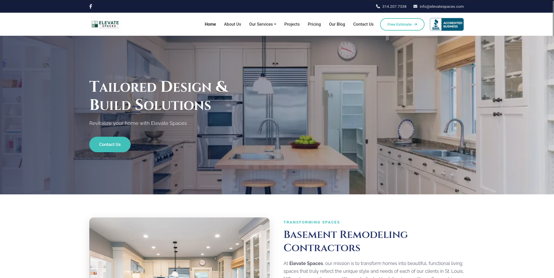 Elevate Spaces – Home Remodeling & Renovation Website