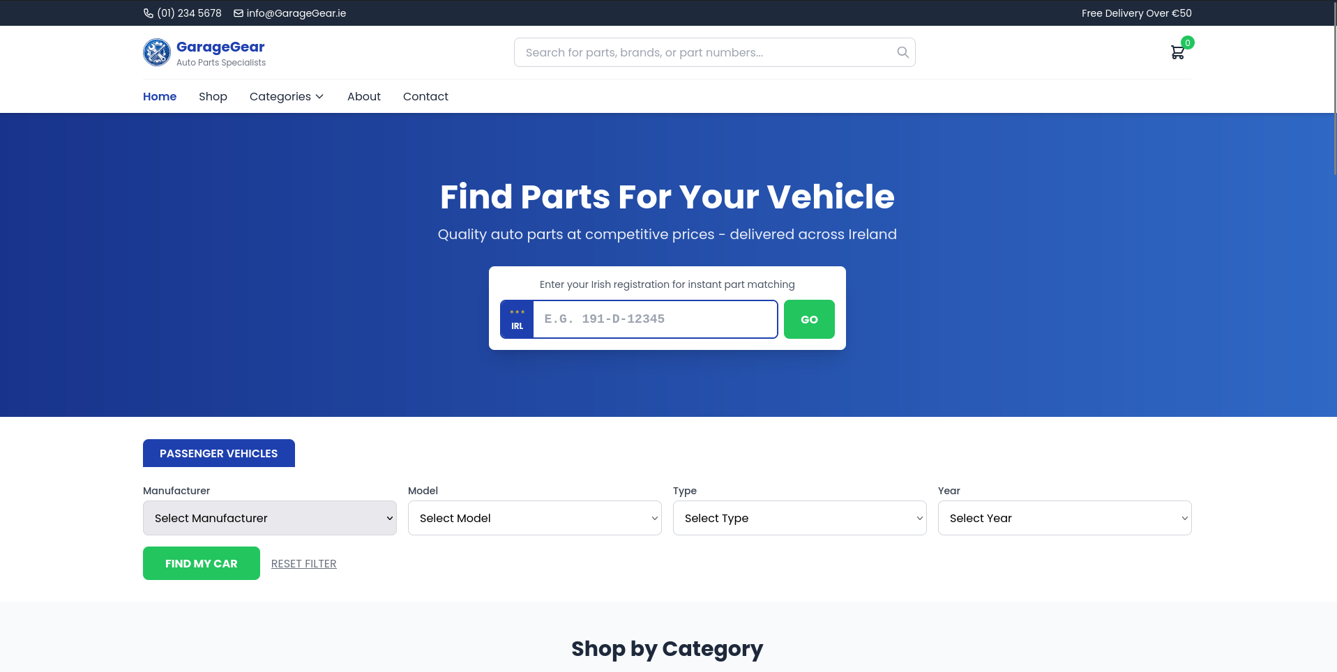 GarageGear – Auto Parts eCommerce Website